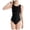 Black, variant on Solid Color Sleeveless Open Back One Piece Swimsuit Round Neck Standard Straps Brief Cut for Swimming Practice and Beach Vacation, for 6-16Y