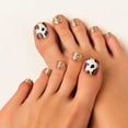 thumbnail image 2 of GoldFinger Trendy Press On Fake Toenail Wider Fit, Cow Animal Print & Glittering Metallic Gold Color, Ready to Wear Gel & Manicure Stick, Mini Glue included, Long-Lasting Convenient & Easy to Apply, 2 of 7