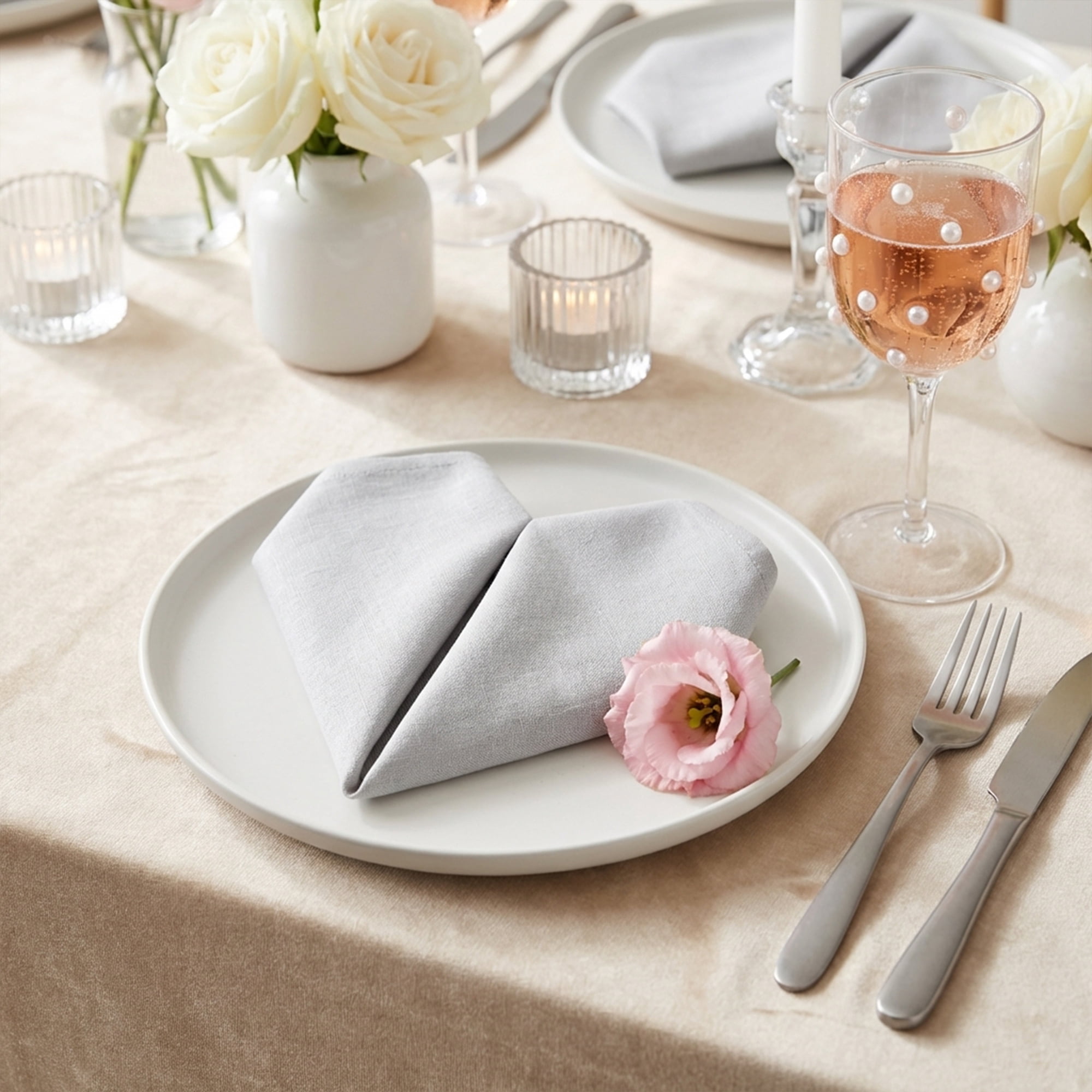 Unique Bargains 6Pcs Cotton Reusable Party Cloth Napkins Light Gray 18x18inch