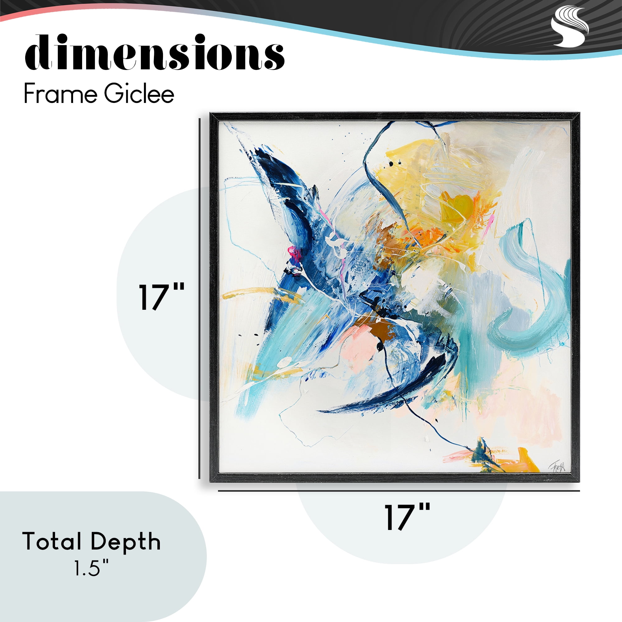 Confident Blue Abstraction Black Framed Giclee Art, design by Design Fabrikken