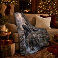 thumbnail image 3 of Black Bear Family by Forest Stream and Waterfall, Serene Wildlife Art for Bear Lovers, Warm Flannel Blanket for Cabin and Lodge, Father's Day Gift, Rustic Home Decor, 3 of 7
