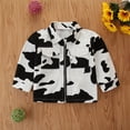 thumbnail image 2 of VBARHMQRT Vestes Courtes pour Enfants Fille Noir Blanc Col Rabattu Veste Imprimé Vache 2 à 6 Ans, 2 of 9