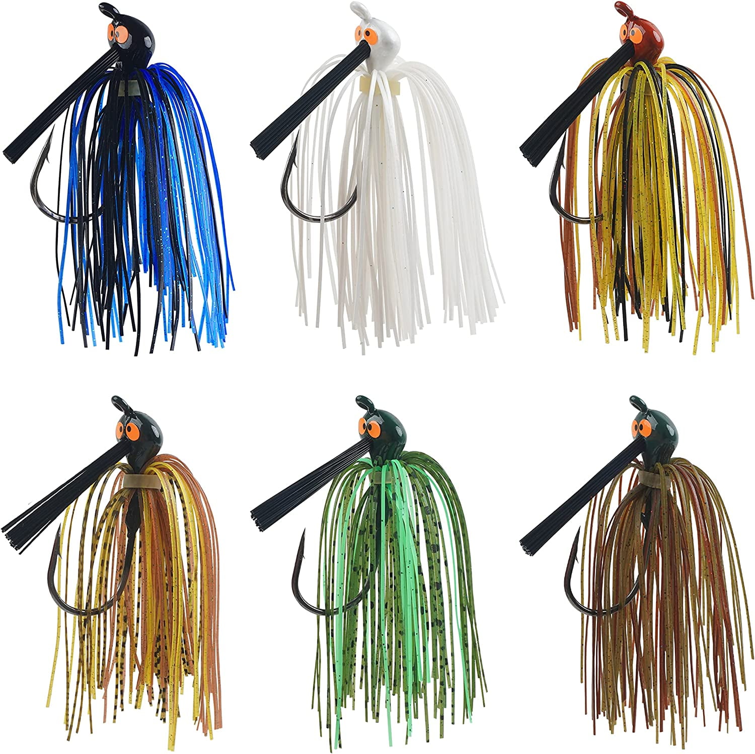 Football Jig for Bass Fishing - 6pcs Football Jig Heads with Weed