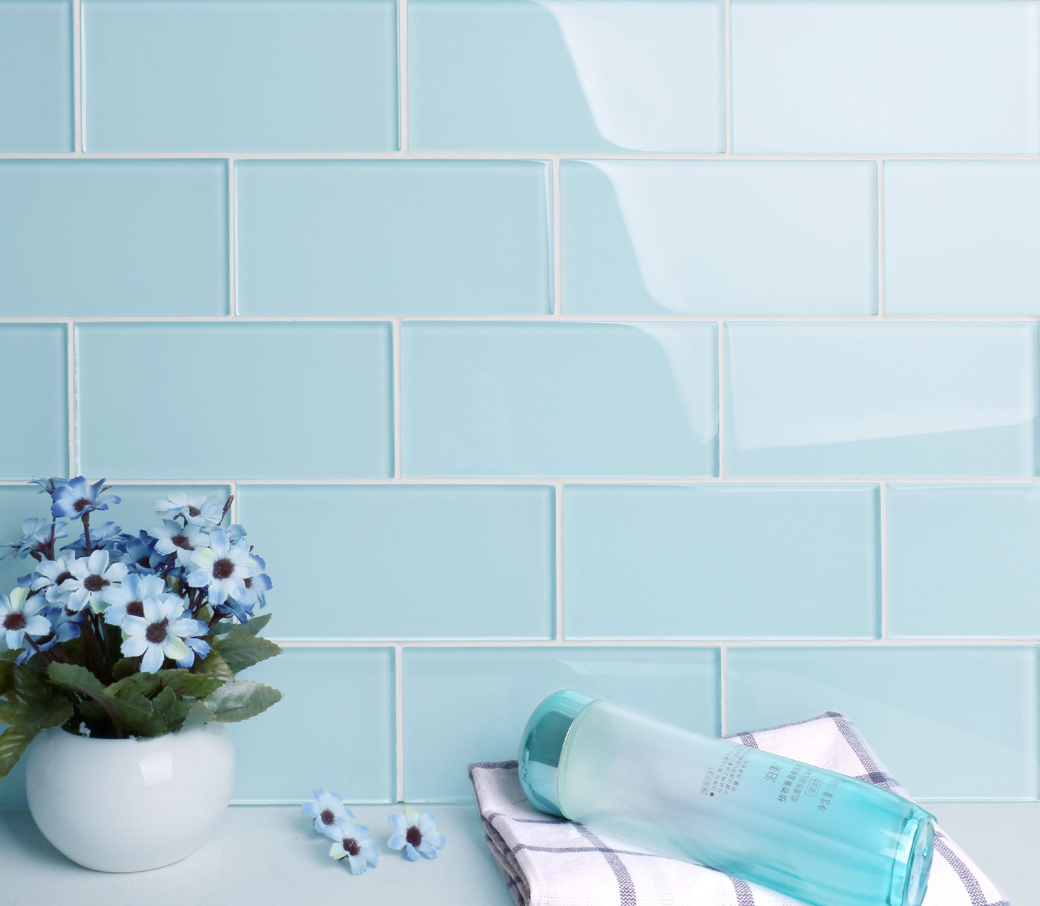 Ws Tiles Sample Premium Series 3 X, Waterworks Periwinkle Blue Glass Subway Tile