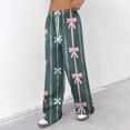 thumbnail image 5 of Hearthz Pajamas for Women Pants Drawstring Wide Leg Valentine's Day Bowknot Women Lounge Pants Baggy Soft Comfy Lightweight Womens Sleep Pants, 5 of 7