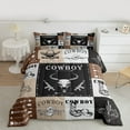 thumbnail image 3 of Manfei Western Cowboy Cowgirl Queen Comforter Set, Tribal Sheep Skeleton Bedding Sets, Rustic Patchwork Reversible Bedding Comforter Set, Lightweight Room Decor, 3-Piece, 3 of 8