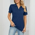 thumbnail image 6 of YYDGH Womens V Neck Polo Shirts Short Sleeve Collared Blouses Dressy Casual Summer Business Tops with Pocket Blue S, 6 of 6