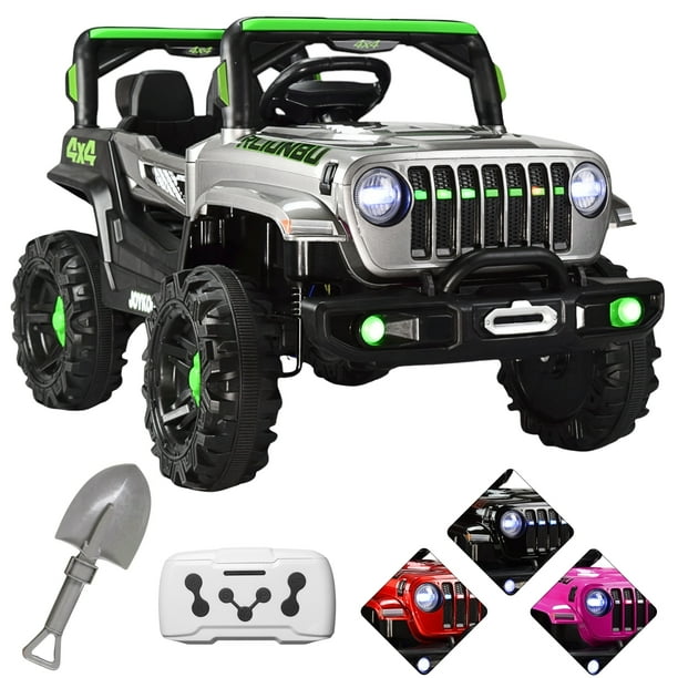 Camioneta Montable Eléctrica JOYKOO 4x4 93 cm Control Remoto Luz LED 12V Gris