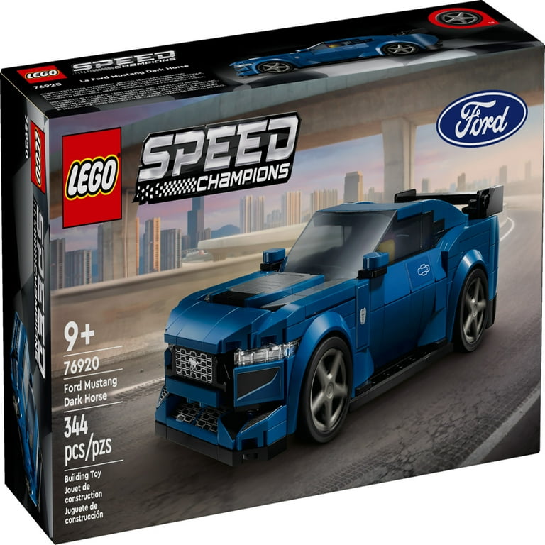LEGO Speed Champions Ford Mustang Dark Horse Sports Car Toy Buildable Ford Mustang Toy for Kids Blue Toy Car Model Building Set Back to School Gift