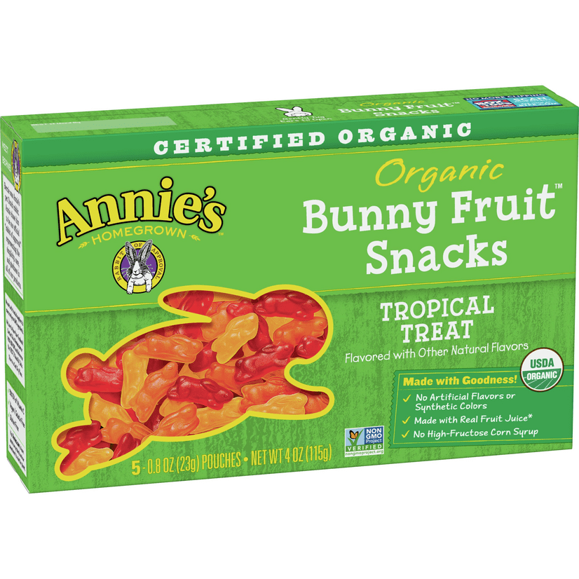Annie's Organic Tropical Treat Bunny Fruit Snacks, Gluten Free, 5 ct, 4