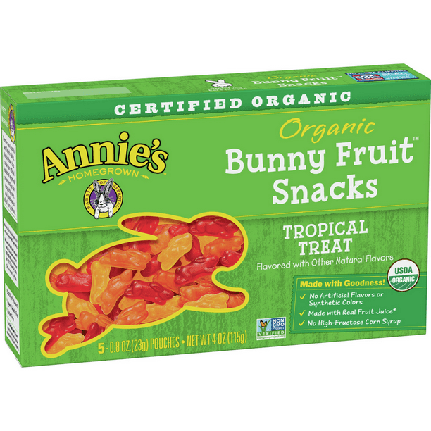 Annie's Organic Tropical Treat Bunny Fruit Snacks, Gluten Free, 5 ct, 4