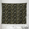 thumbnail image 1 of Christmas Tapestry, Nature Woodland and Deer Silhouettes with Oriental Ornaments Design, Fabric Wall Hanging Decor for Bedroom Living Room Dorm, 5 Sizes, Yellow White Black, by Ambesonne, 1 of 1