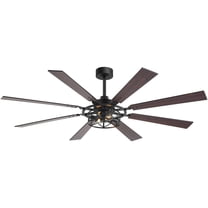 ALKAFY 65-inch Black Traditional Ceiling Fan with Light and Remote, 8 Reversible Blades for Large Rooms