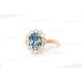 thumbnail image 2 of Aquamarine Engagement Ring, Halo Oval Aquamarine Ring Blue Gemstone Promise Ring, 2 of 4