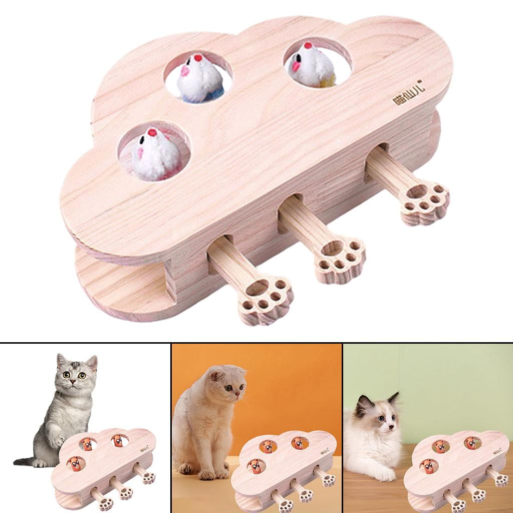 Bvdfgk Cloud Shape Wooden Puzzle Box Pet Training Indoor Tease Easy Use Funny Game Solid 5 Holes Cat Hit Gophers Interactive Exercise Toys Cat mice