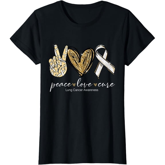 Funny Peace Love Cure Lung Cancer Awareness Gift T-Shirt