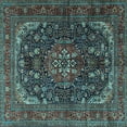 thumbnail image 1 of Ahgly Company Indoor Square Medallion Light Blue Traditional Area Rugs, 7' Square, 1 of 4