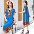thumbnail image 2 of maskred Femmes de la Mode Plage Vacances Robe Boho Ethnique Élégante Robe en Vrac Bleu 1Set, 2 of 6