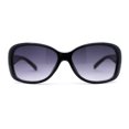 thumbnail image 3 of Kids Size Girls Classic 90s Designer Style Wrap Rounded Rectangle Sunglasses Black Fuchsia Flower Arm, 3 of 4