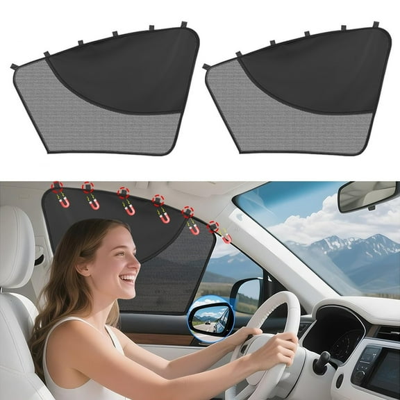 AYAMAYA 2PCS Car Window Shades, Universal Magnetic Double Layer Auto Side Window Sun Shade for Baby, Half-Blackout & Mesh Design Privacy Protection for Most Cars