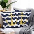 thumbnail image 2 of Throw Pillow Covers 18x18 Inch Set of 2, Navy Ripple Waterproof Outdoor Pillow Covers, Yellow Anchor Navy White Waves Aesthetics Decorative Cushion Pillowcases for Couch, Sofa, Bed, Garden, Patio, 2 of 9