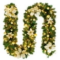thumbnail image 2 of Kearding Guirnalda Artificial de árbol de Navidad de ratán de Navidad de 2,7 m, guirnalda decorativa para pasillo de escalera de casa interior Kits de decoración para fiestas Oro, 2 of 5