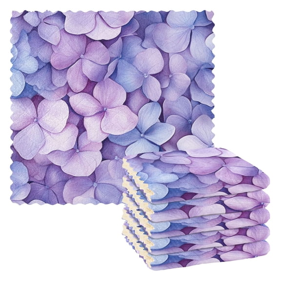 6 Pieces of Kitchen Towels 11x11Inch Kitchen Dish Cloths Kitchen Dish Towels Reuseable Cleaning Cloths Purple Hydrangea Petals