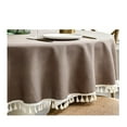 thumbnail image 3 of Round Waterproof Tablecloth with Tassels Stain Resistant Waterproof Wrinkle Free Table Cloths Decorative Table Cover for Dining, Kitchen, Wedding, Parties, Holiday, 3 of 21