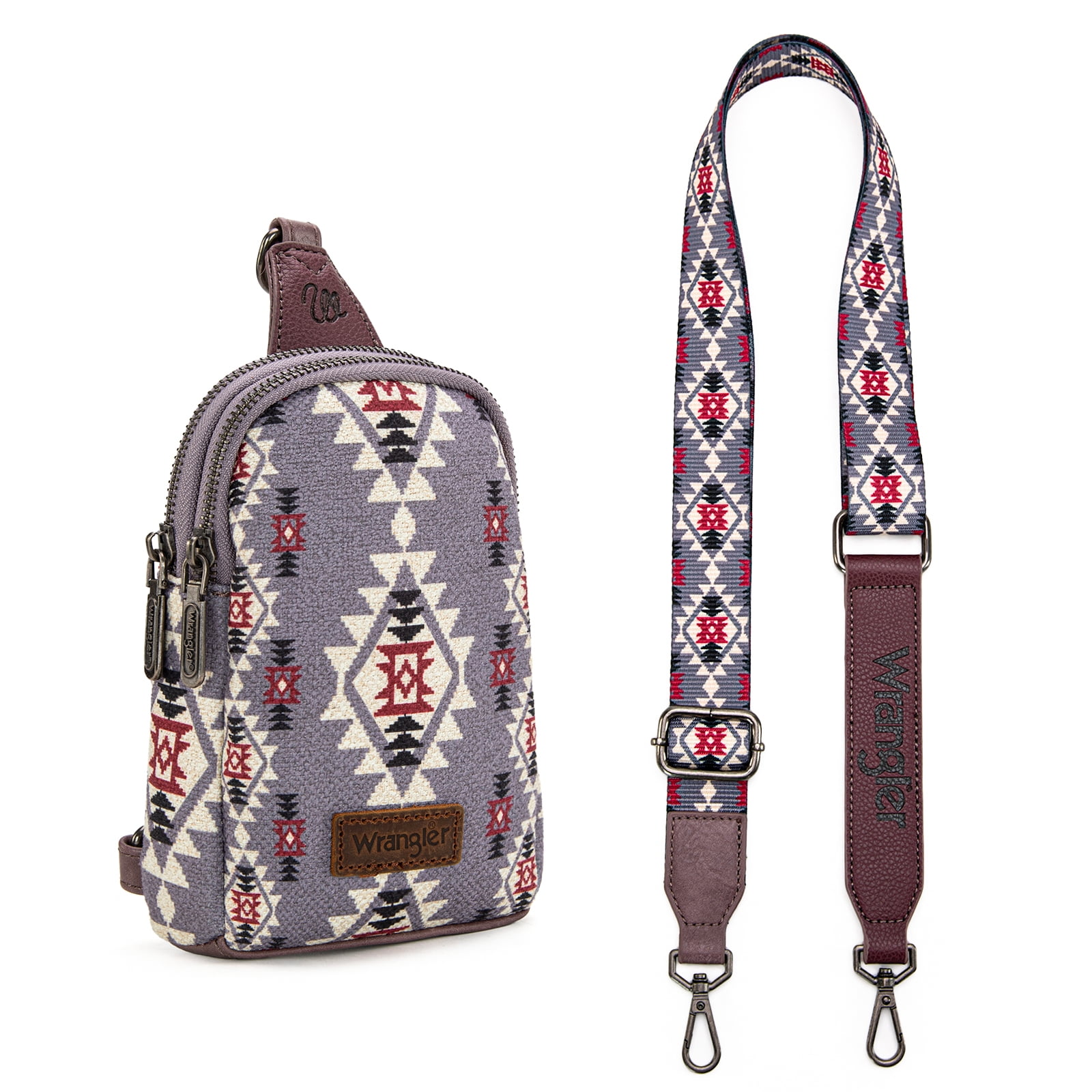 Wrangler Crossbody Sling Bags for Women Cross Body Purse with Detachable Strap, Light Violet