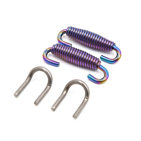 Unique Bargains 2pcs 55mm Stainless Steel Colorful Motorcycle Exhaust Pipe Spring with Pull Hook