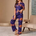 thumbnail image 6 of CONFREE Halloween Pajamas Set For Women Short Sleeve Cartoon Pumpkin Ghost Sleepwear Tops Pants Hallowmas Homewear Sets Lovely Nightwear, 6 of 6