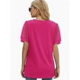 thumbnail image 3 of Womens Summer Casual Shirts Short Sleeve Tunic V Neck Trendy Blouses Tops, 3 of 5