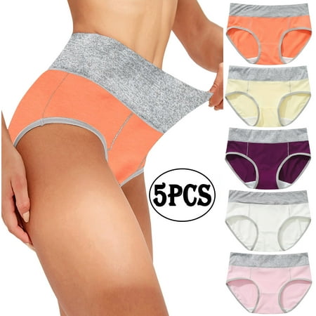 

Vivianyo HD Women Bras Clearance Plus Size 5PC Women Patchwork Briefs Panties Underwear Knickers Bikini Underpants Flash Picks Multicolor