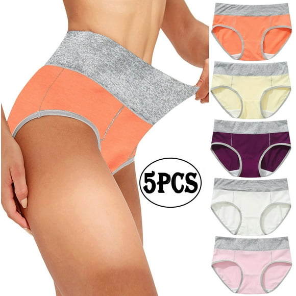 HKEJIAOI Ladies Underwear 5PC Femmes Patchwork Slips Culottes Sous-vêtements Bikini Slips