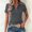 Grey, variant on Women Tshirts Turn Down Collar Short Sleeve Solid Tee Classic Fit Womens Tees XL