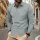 thumbnail image 1 of pstuiky camisetas de manga larga para hombre, Camisa informal de manga larga con botones, cuello vuelto, color liso, con solapa a rayas y bolsillo para hombre Tops de hombre s, 1 of 9