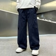thumbnail image 5 of Nugftut Boys Cargo Pants Size 7 Years Full Length Elastic Waist Pant Pockets Casual Straight Leg Pants, 5 of 5