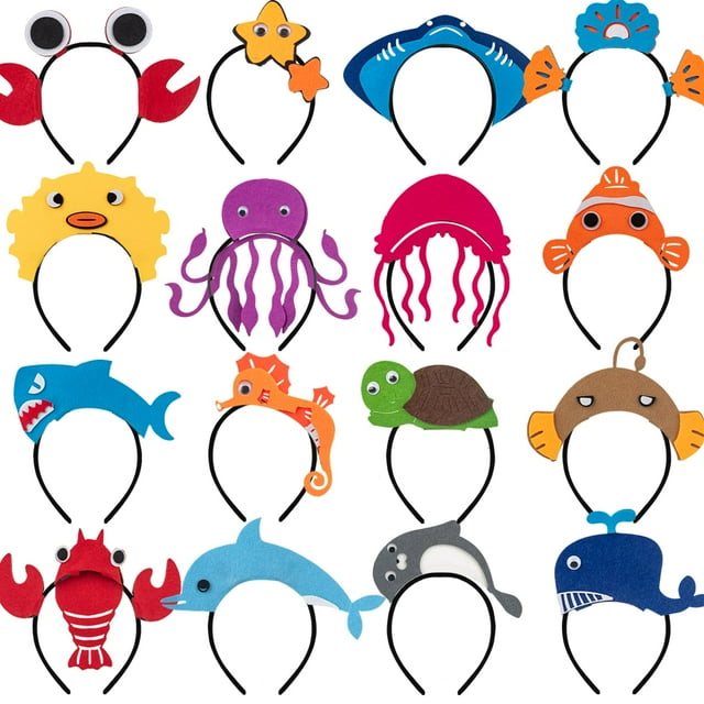 Diadema de tela de fieltro con forma de cawiew para fiestas bajo el mar, 16 estilos