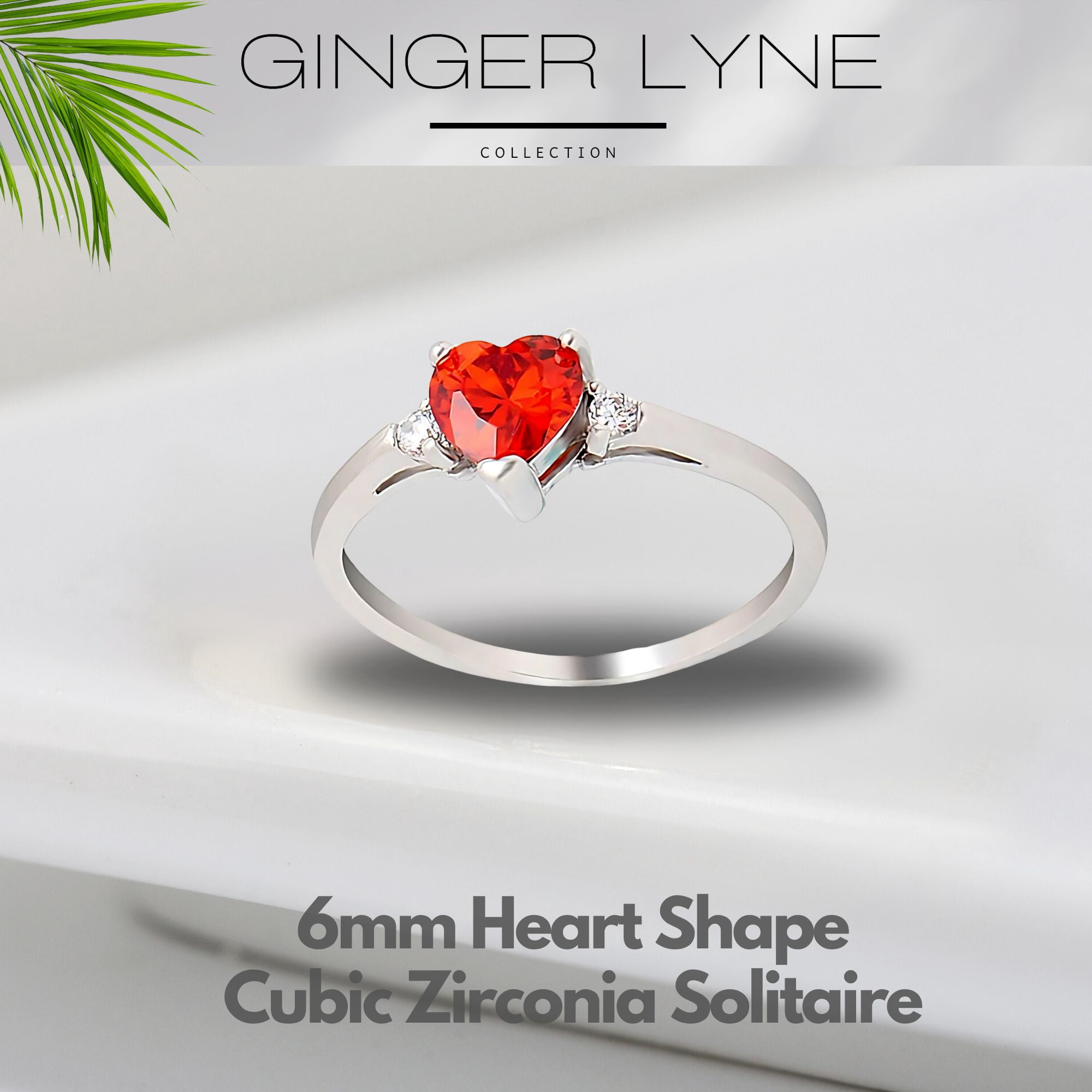 Shelly Heart Engagement Ring for Women Promise Birthstone Sterling Silver Ginger Lyne