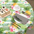 thumbnail image 5 of Pineapple Tablecloth Round 60 Inch Summer Fruit Floral Green and White Stripes Table Cloth Circular Palm Leaves and Flower Table Cover Washable Wipeable Polyester Tabletop for Dining Kitchen Decor, 5 of 6