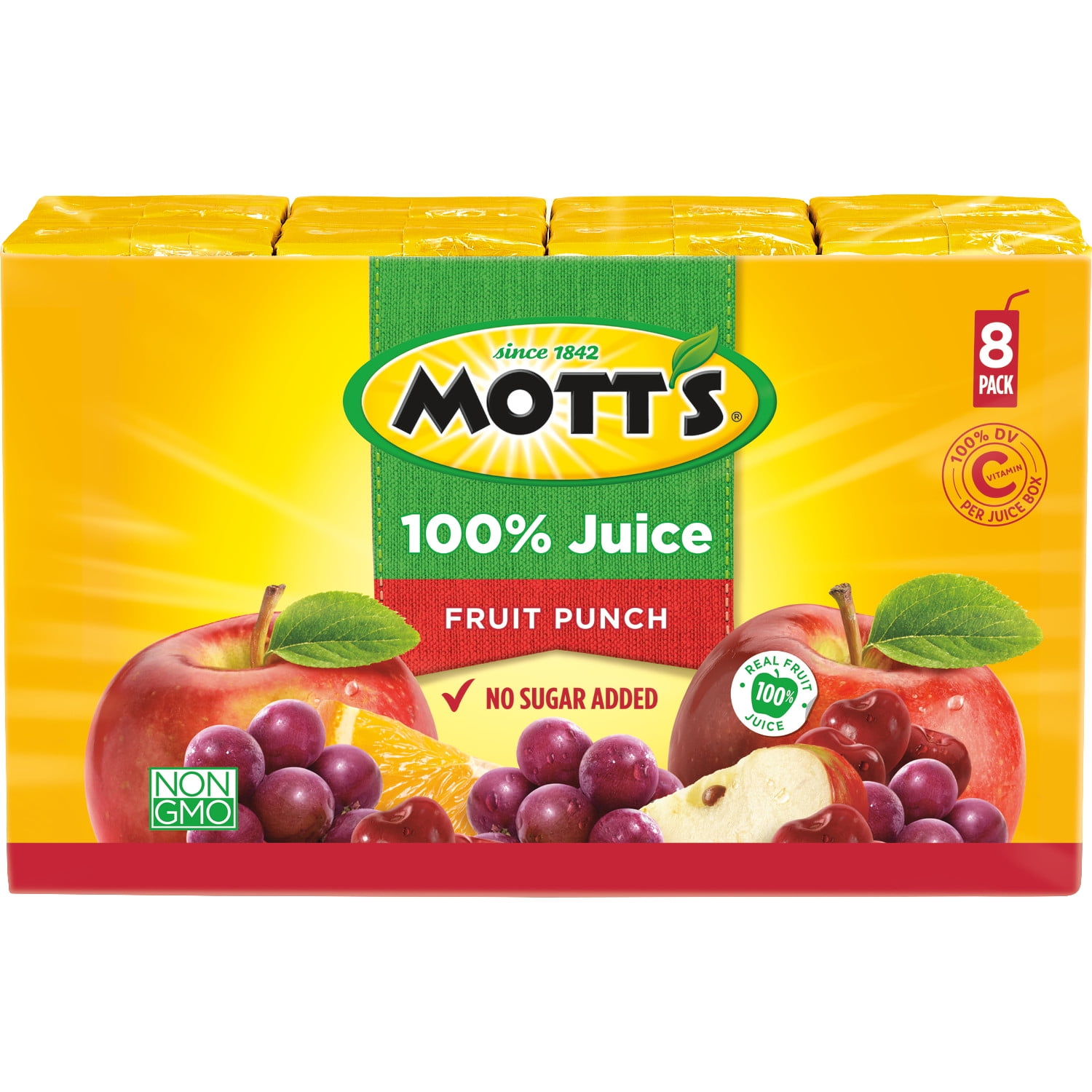 (4 Pack) Mott's 100 Juice Boxes, Fruit Punch, 6.75 Fl Oz, 8 Count