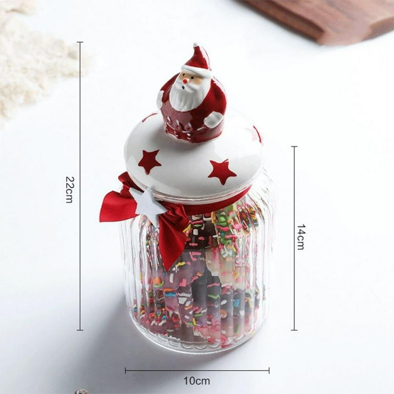 Christmas Candy Jar Christmas Themed Cookie Jar Practical Glass Durable  Gift for Friends Teachers Home Decoration 