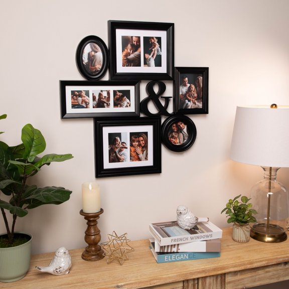 Northlight Ampersand Multi-Sized 6-Slot Collage Picture Frame - 27.75" - Black