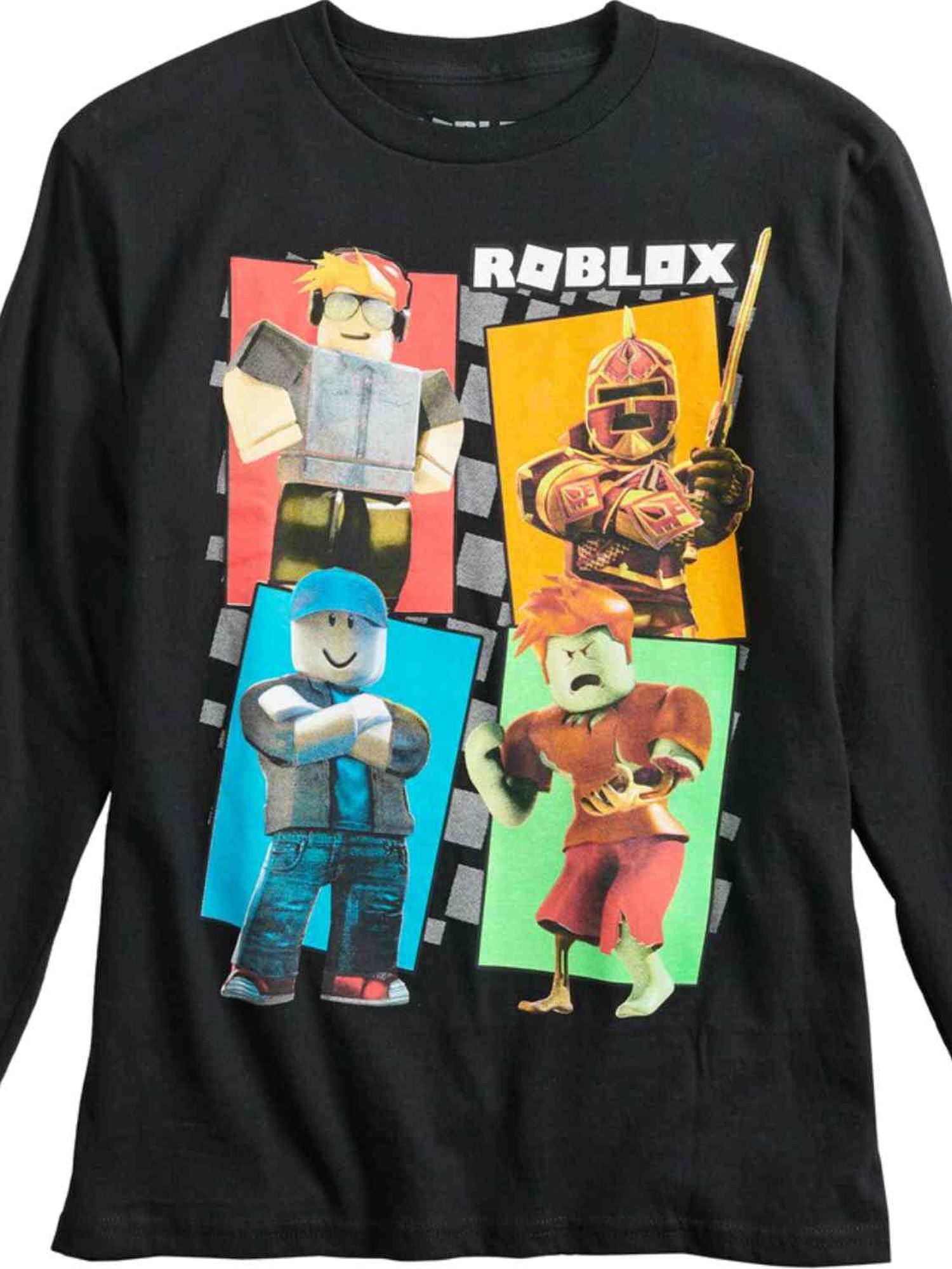 Boys Black Roblox Multi Character T Shirt Graphic Tee Shirt Large 6 7 Walmart Com Walmart Com - roblox t shirt walmart