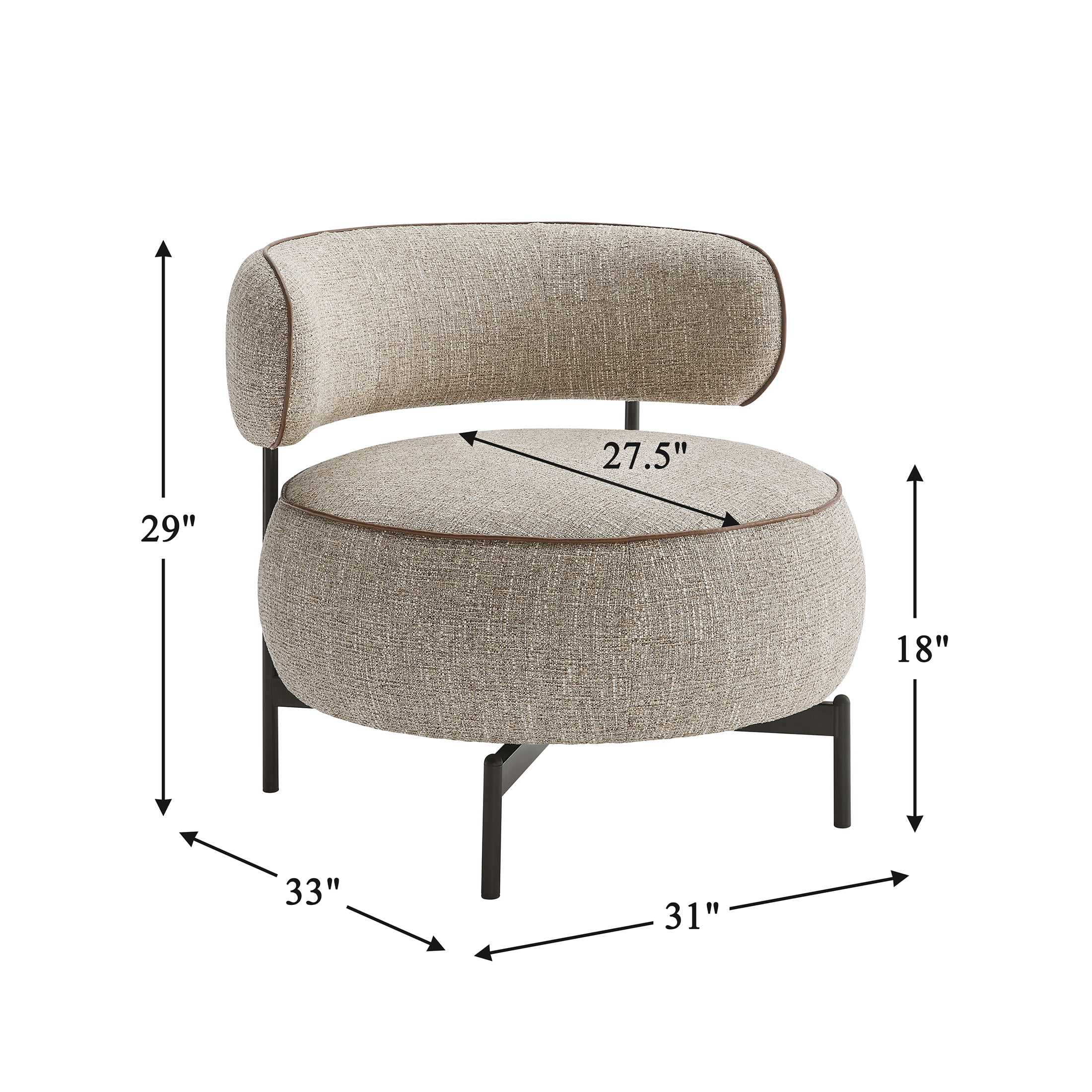 OakvillePark Varn Contemporary Chenille Swivel Chair, Brown