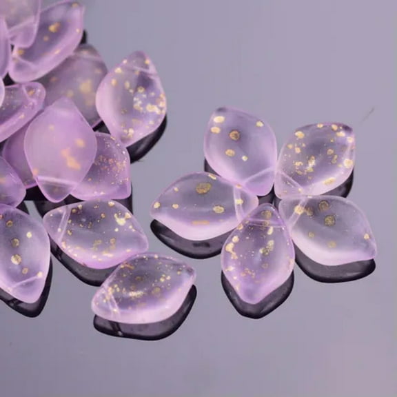 U8MO 10pcs 19x13mm Petals Top Drilled Loose Lampwork Crystal Glass Pendants Beads-Spots Violet
