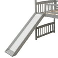 thumbnail image 4 of DreamBuck Wood Twin House Loft Bed with Slide, Pitched Roof and Guardrails, Twin Loft Bed for Adults, Teens, Twin Slide Bed for Boys and Girls, Gray, 4 of 7