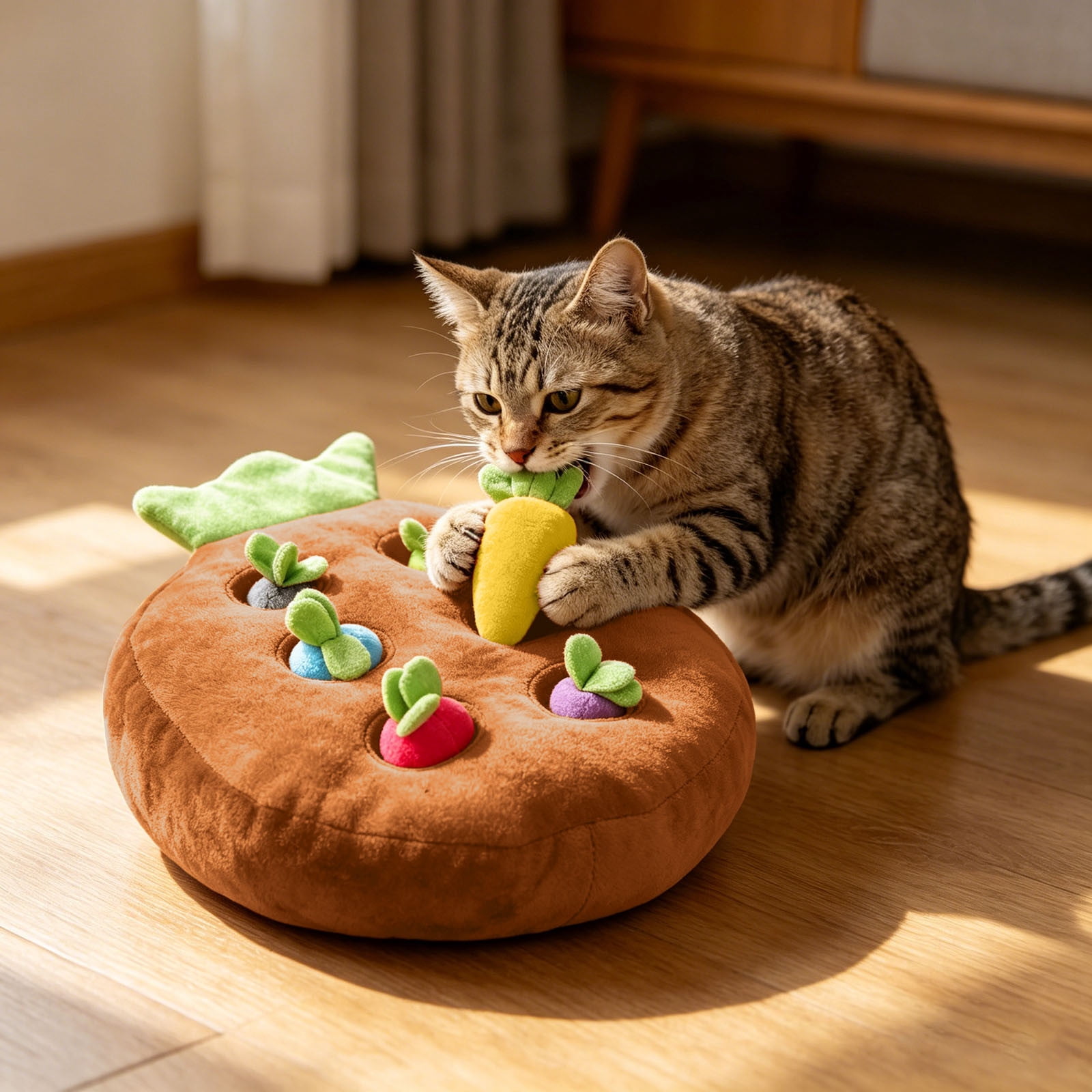 Interactive Dog Puzzle Toy Plush Carrot Patch Snuffle Toy Hide-and-Seek Vegetables Toy for Dogs Cats Enrichment Chewing Slow Feeding Game