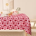 thumbnail image 3 of Valentine''s Day Rectangle Tablecloth Red Pink Hearts Plaids Fabric Table Cloth Washable Love Heart Table Cover for Wedding Anniversary, 60 x 84 Inch, 3 of 7