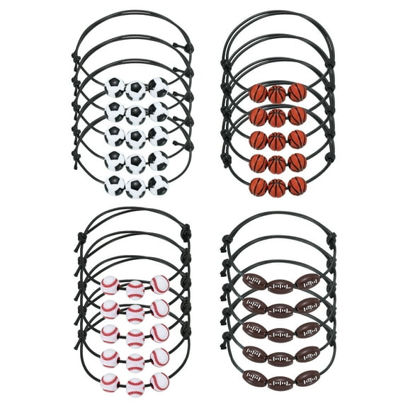 Uxcell Sports Party Favors Charm Bracelets 20Pcs Soccer Basketball Rugby Baseball Gifts